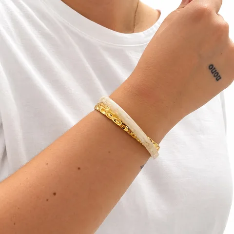 Pulsera rígida bicolor dorada — foto 2