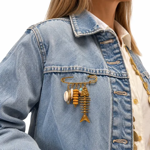 Broche imperdible marino dorado — foto 2