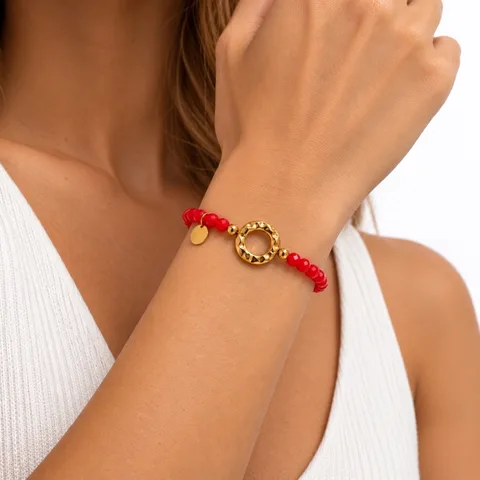 Pulsera elástica de cuentas y aro — foto 3