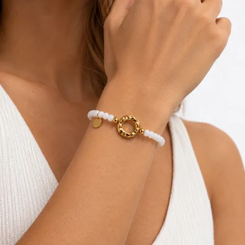 Pulsera elástica de cuentas y aro — foto 2