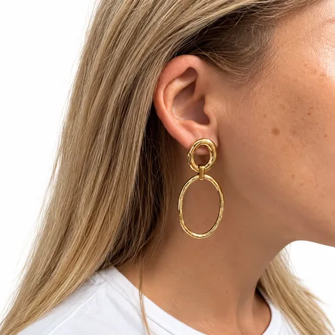 Pendientes colgantes doble óvalo