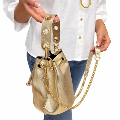 Bolso saco dorado metalizado — foto 2