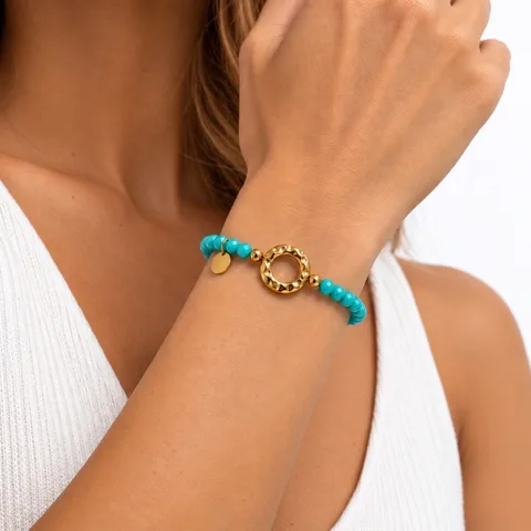 Pulsera elástica de cuentas y aro — foto 4