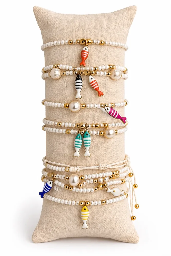 Pulsera ajustable peces y perlas — Pulseras de Martas & Co. (ref. U-7323)