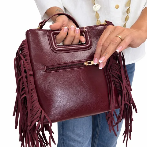 Bolso granate con flecos — foto 4