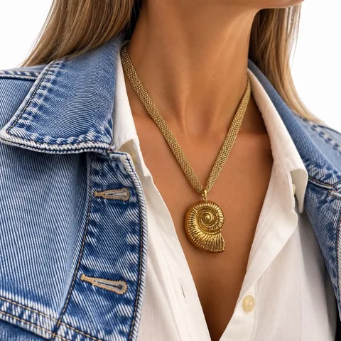 Collar dorado con colgantes marinos — foto 3