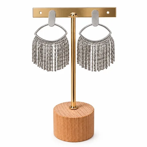 Pendientes fleco metálico dorado — foto 2