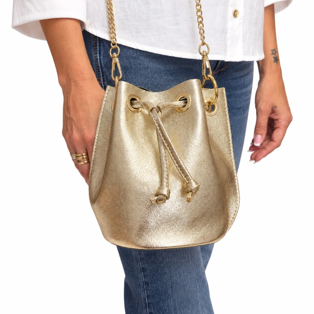 Bolso saco dorado metalizado — Bolsos de Martas & Co. (ref. B-9671)