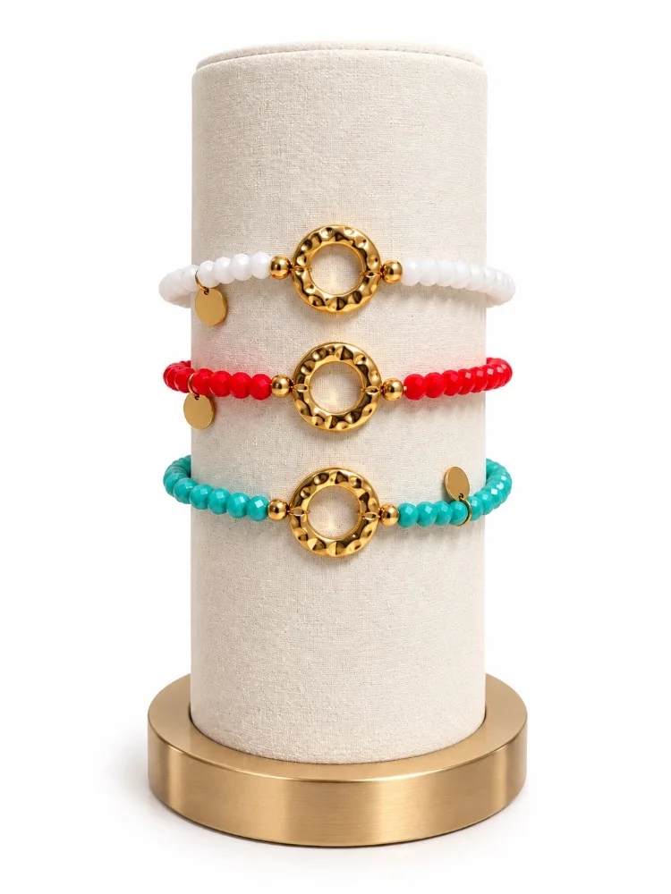 Pulsera elástica de cuentas y aro — Pulseras de Martas & Co. (ref. U-5710)