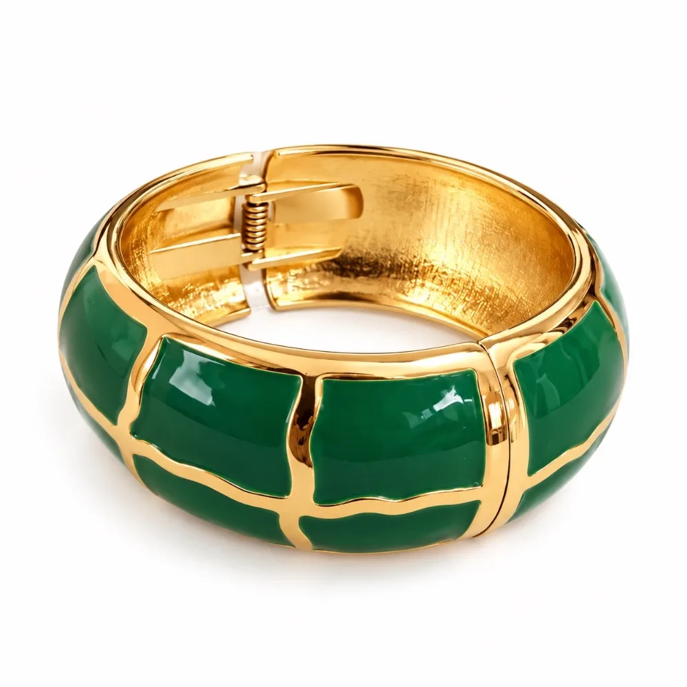 Brazalete rígido verde esmaltado — Pulseras de Martas & Co. (ref. U-7326)