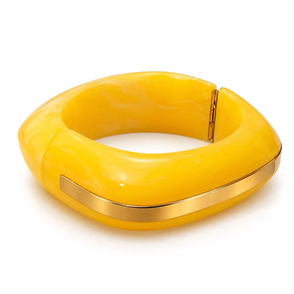 Pulsera rígida amarilla con dorado — Pulseras de Martas & Co. (ref. U-9390)