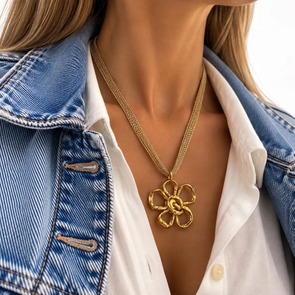 Collar dorado con colgantes marinos — Collares de Martas & Co. (ref. C-3747)