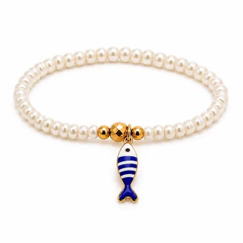 Pulsera ajustable peces y perlas — foto 6